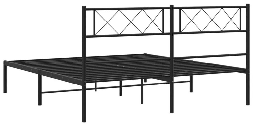 Πλαίσιο Κρεβατιού με Κεφαλάρι Μαύρο 120 x 190 εκ. Μεταλλικό - Μαύρο
