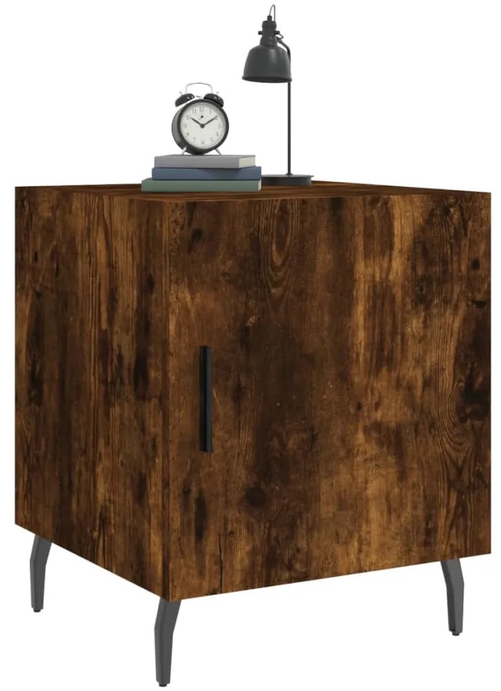 vidaXL Κομοδίνο Καπνιστή Δρυς 40 x 40 x 50 εκ. από Επεξεργασμένο Ξύλο