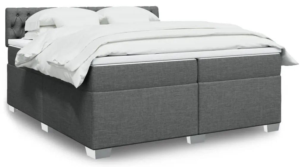 vidaXL Κρεβάτι Boxspring με Στρώμα Σκούρο Γκρι 200x200 εκ. Υφασμάτινο