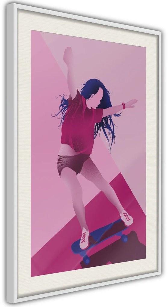 Αφίσα - Girl on a Skateboard - 20x30 - Χρυσό - Χωρίς πασπαρτού