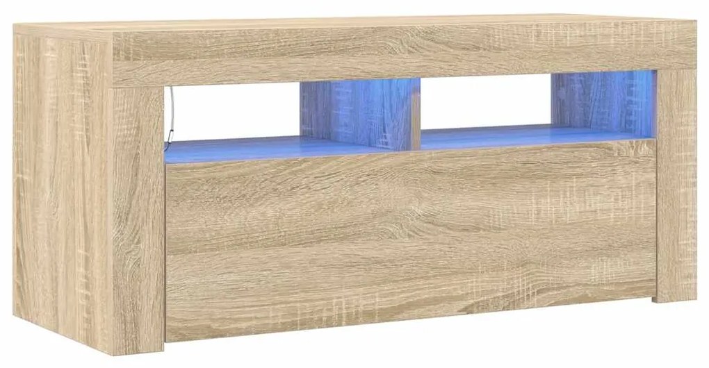 vidaXL Έπιπλο Τηλεόρασης με LED Sonoma Δρυς 90x35x40 εκ.