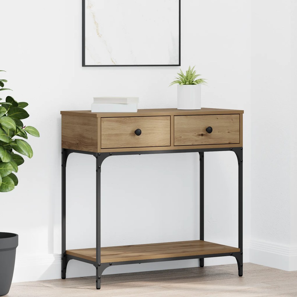 vidaXL Τραπέζι Κονσόλας Μασίφ Δρυς 75x34.5x75 εκ. Επεξεργασμένο Ξύλο