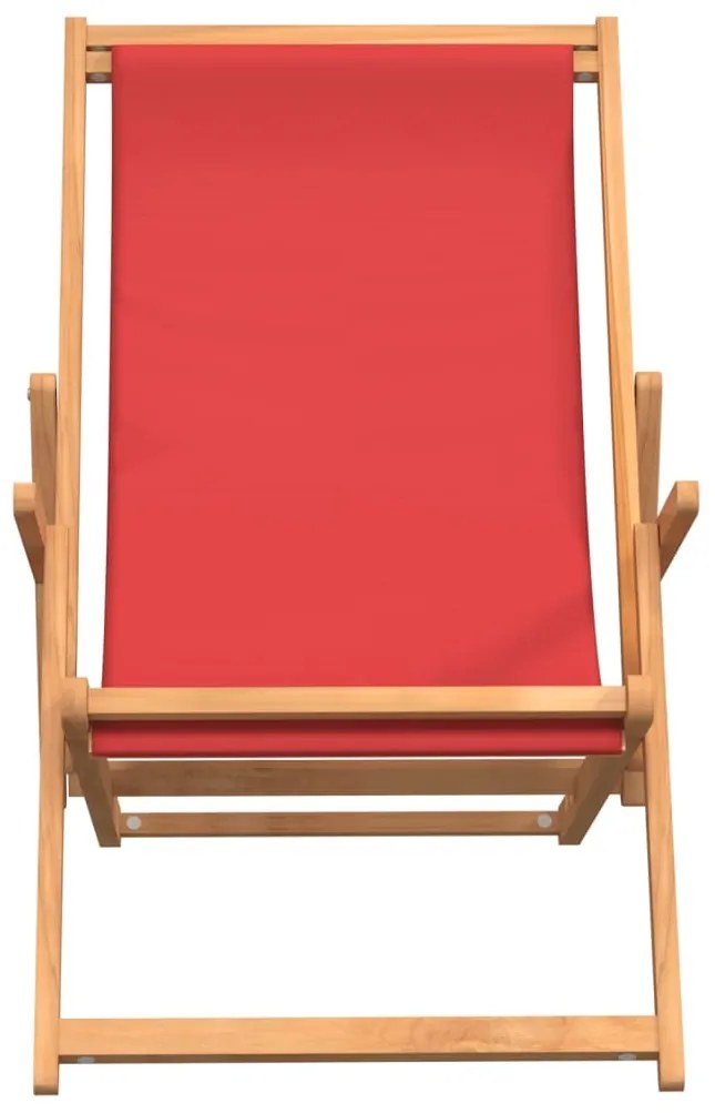 vidaXL Καρέκλα Παραλίας Πτυσσόμενη Κόκκινη από Μασίφ Ξύλο Teak