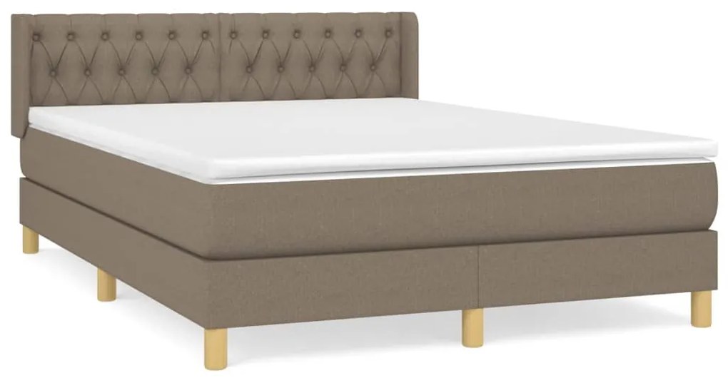 vidaXL Κρεβάτι Boxspring με Στρώμα Taupe 140x190 εκ. Υφασμάτινο