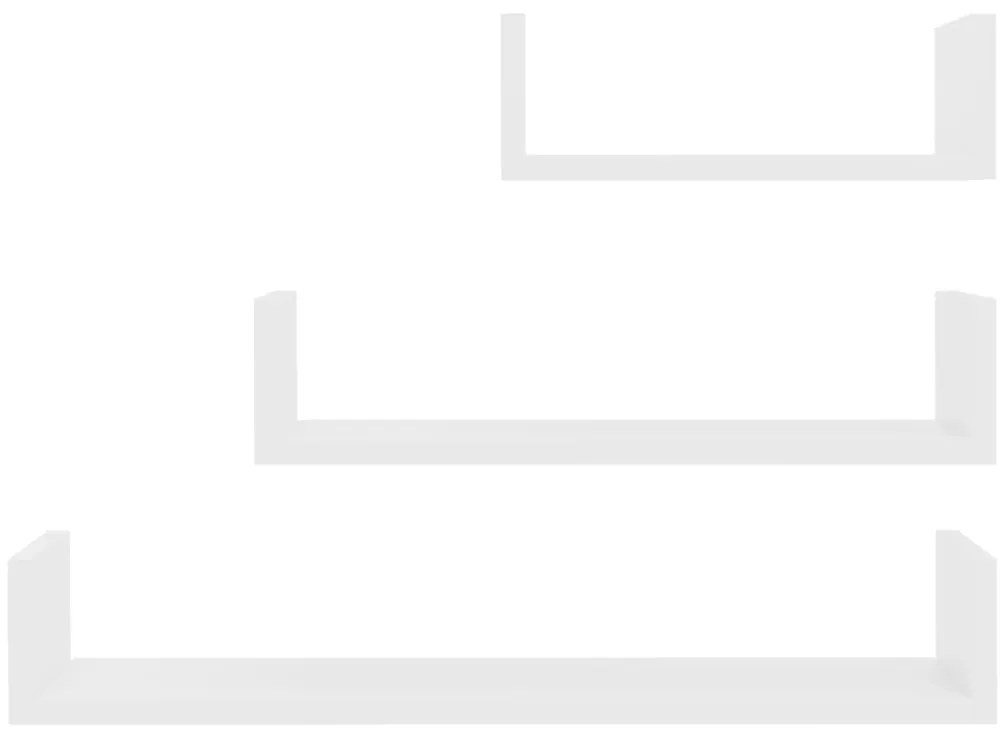 vidaXL Ράφια Τοίχου 3 τεμ. Λευκά από Επεξεργασμένο Ξύλο