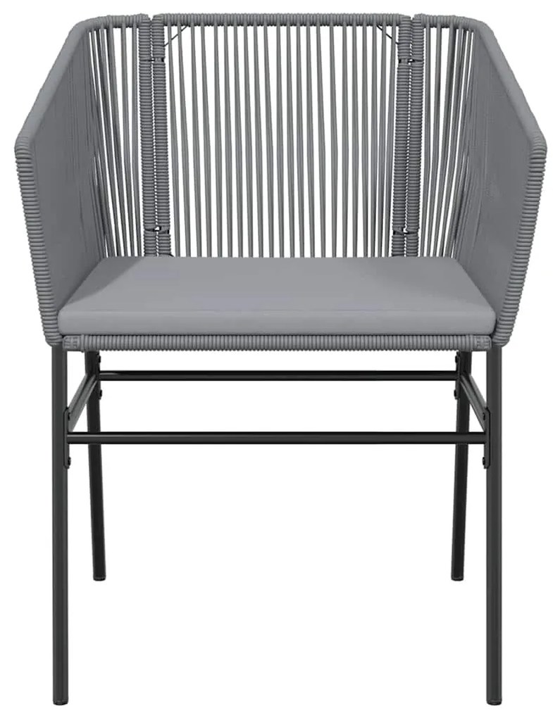 vidaXL Σετ Τραπεζαρίας Κήπου 7 τεμ. Γκρι Συνθ.Ρατάν/Γυαλί με Μαξιλάρια