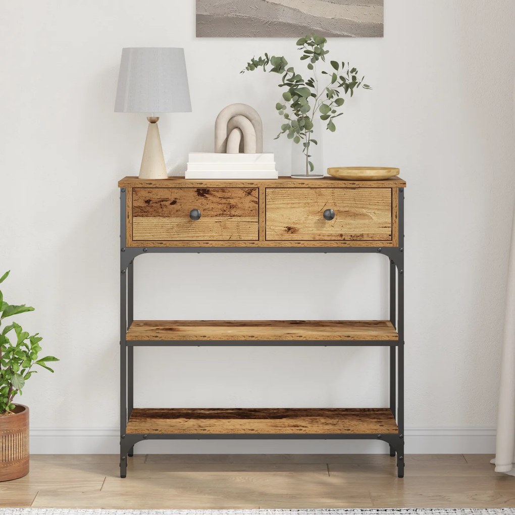 vidaXL Κονσόλα Ξύλινη 72,5x25x75 εκ. Κατασκευασμένο από Ξύλο & Ατσάλι