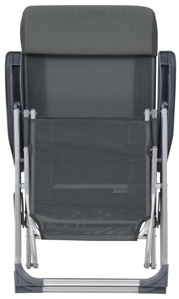 vidaXL Καρέκλες Κάμπινγκ Πτυσσόμενες με Υποπόδια 2 τεμ. Γκρι Textilene