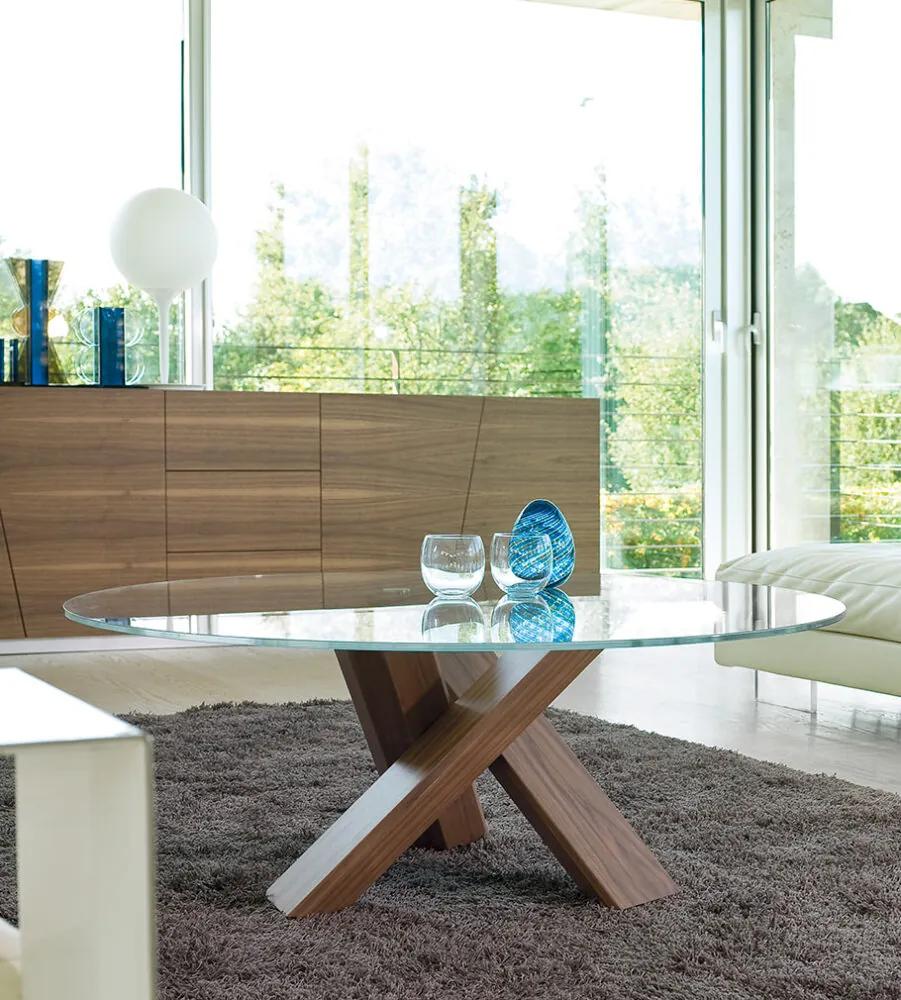 Τραπέζι σαλονιού Tempo D110X41 Clear extralight glass - Canaletto walnut