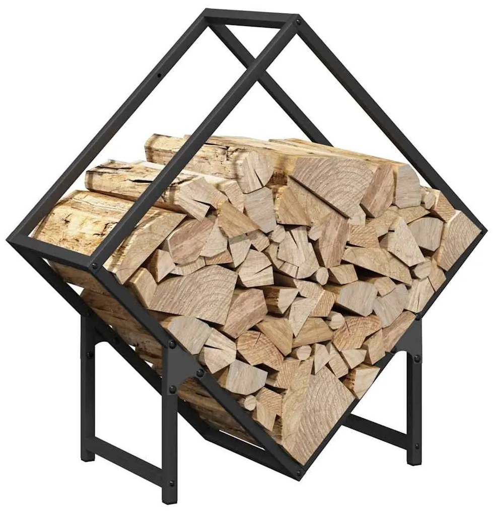 Ράφι για καυσόξυλα Μαύρο 60x25x60 cm Ατσάλι ψυχρής έλασης - Μαύρο