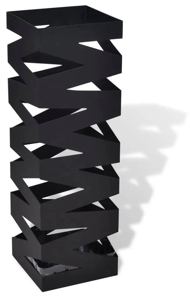 Ομπρελοθήκη Τετράγωνη / Σταντ για Μπαστούνια Μαύρη 48,5 εκ. Ατσάλινη - Μαύρο