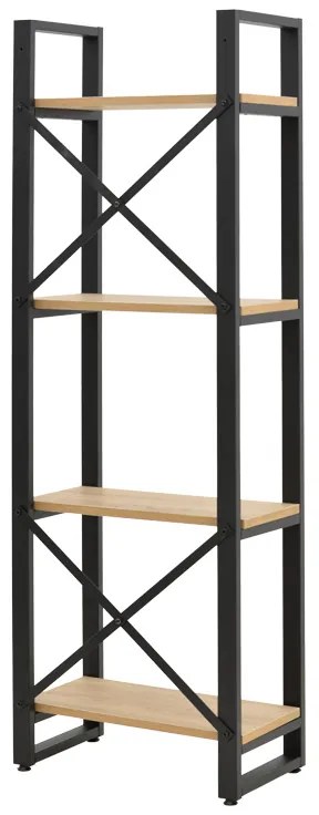 Βιβλιοθήκη Crimson pakoworld σε oak-μαύρη απόχρωση 50x22x150εκ (1 τεμάχια)