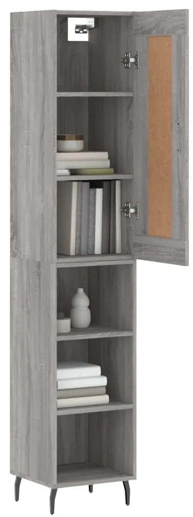 vidaXL Μπουφές Sonoma Γκρι 34,5 x 34 x 180 εκ. από Επεξεργασμένο Ξύλο