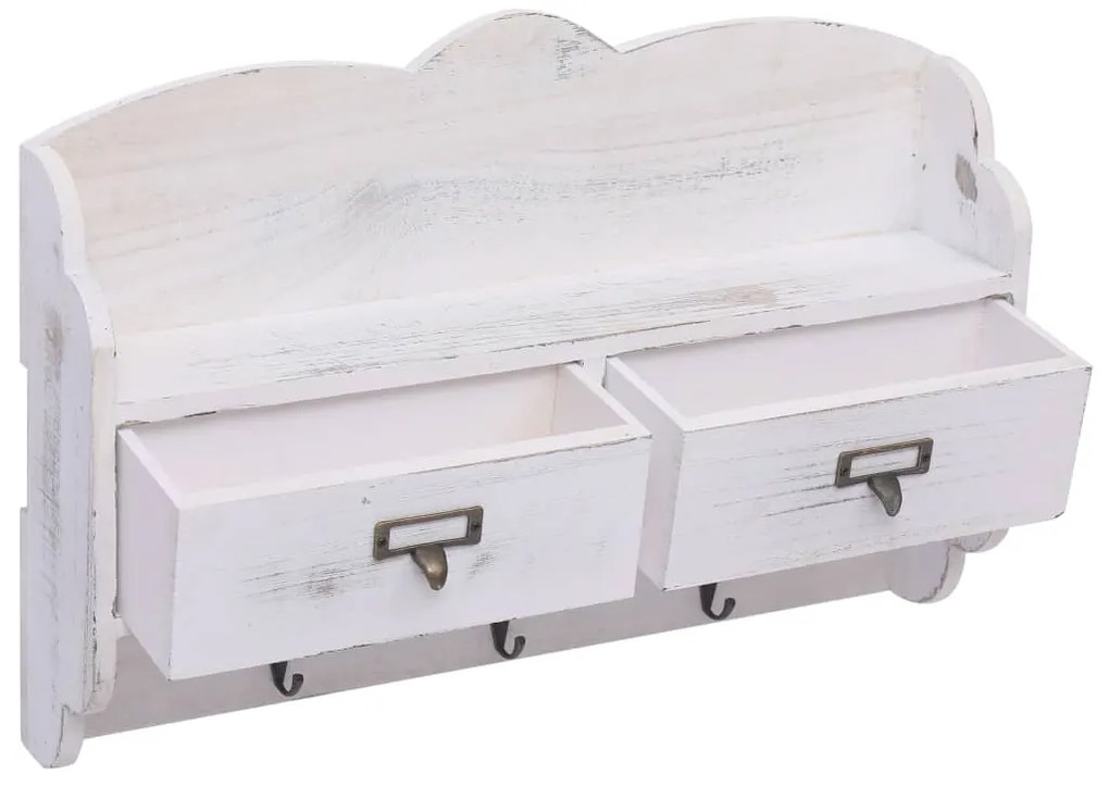 vidaXL Κρεμάστρα Τοίχου Λευκή 50 x 10 x 34 εκ. Ξύλινη