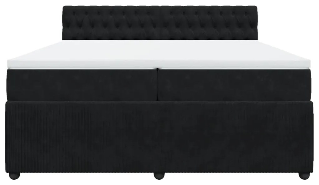 vidaXL Κρεβάτι Boxspring με Στρώμα Μαύρο 200x200 εκ. Βελούδινο