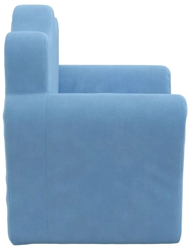 Καναπές Παιδικός Μπλε από Μαλακό Βελουτέ Ύφασμα - Μπλε