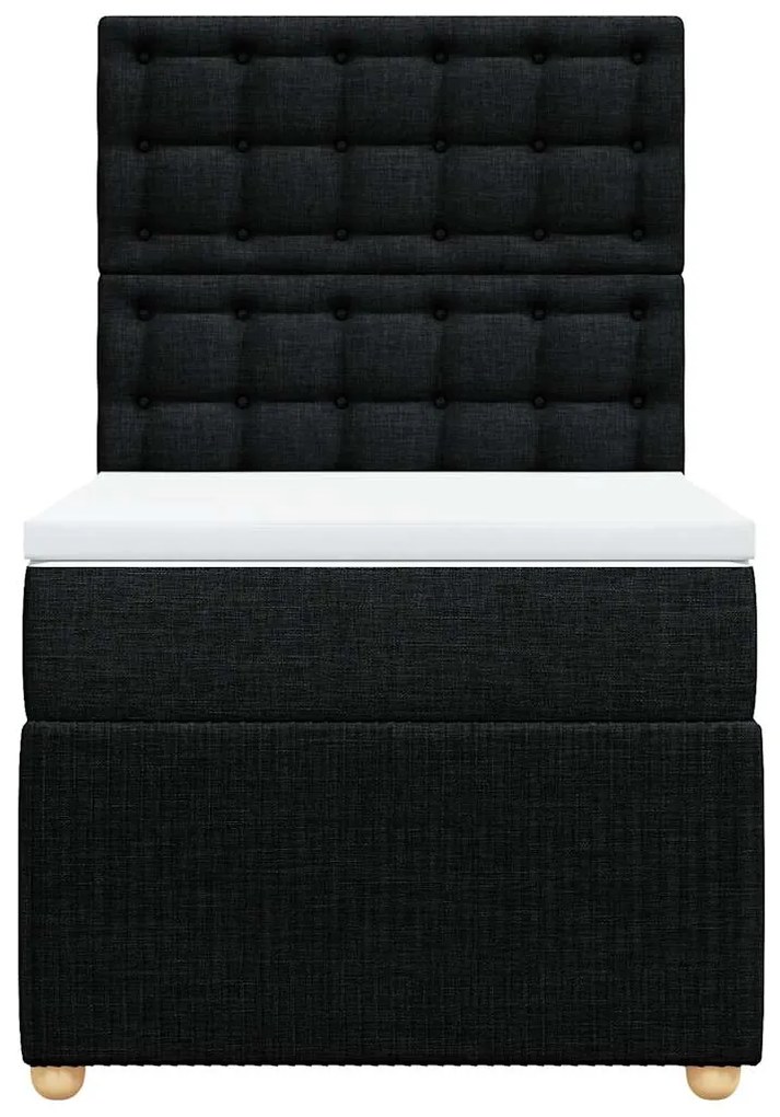 vidaXL Κρεβάτι Boxspring με Στρώμα Μαύρο 90x200 εκ. Υφασμάτινο