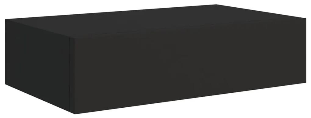 vidaXL Ράφι Επιτοίχιο με Συρτάρι Μαύρο 40 x 23,5 x 10 εκ. από MDF