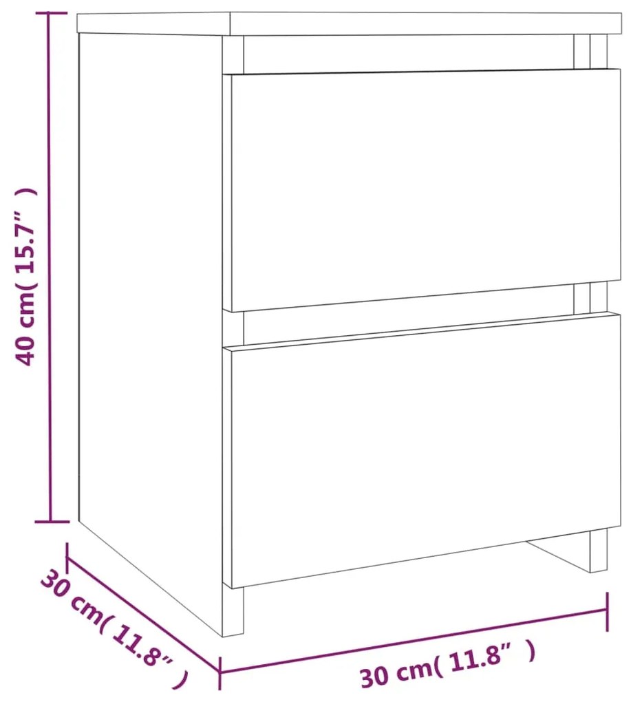 vidaXL Κομοδίνα 2 Τεμ. Γκρι Sonoma 30x30x40 εκ. από Επεξεργασμένο Ξύλο