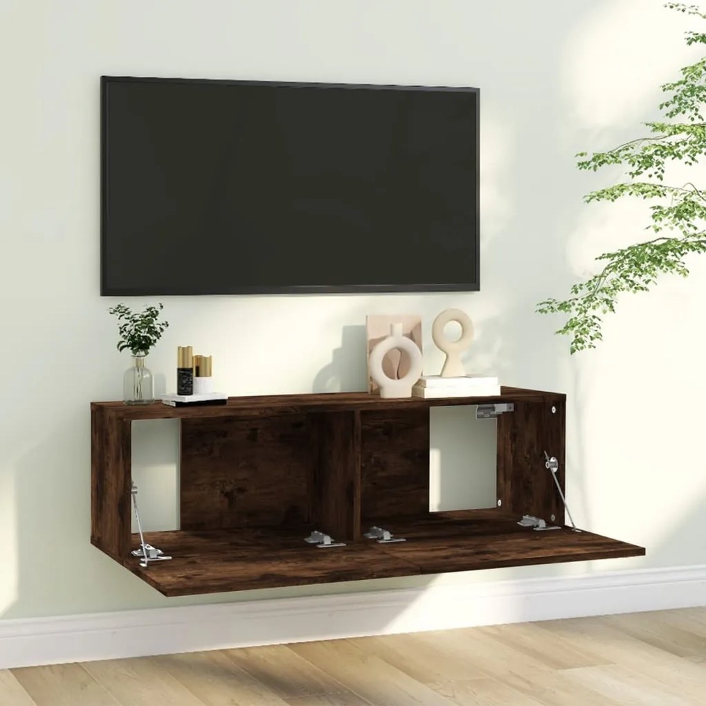 vidaXL Έπιπλο Τηλεόρασης Τοίχου Καπνιστή Δρυς 100x30x30 εκ. Επεξ. Ξύλο