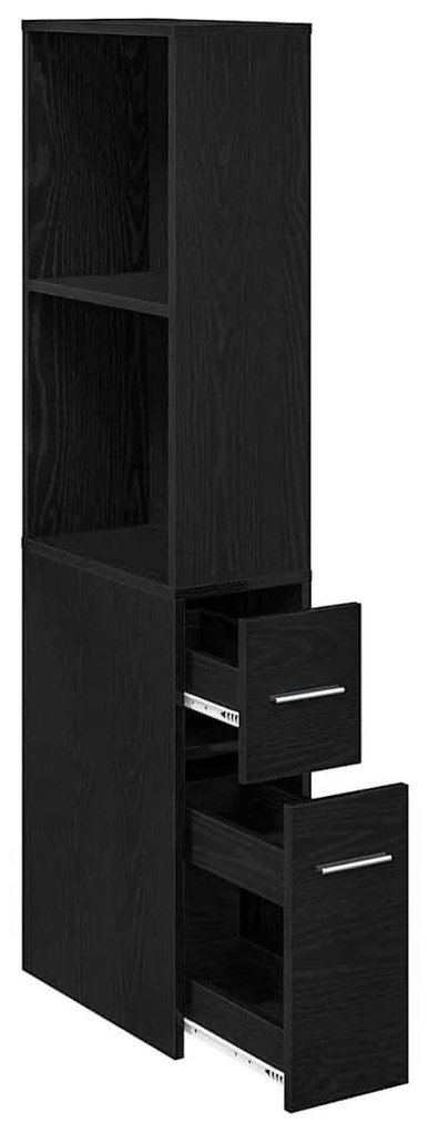 vidaXL Στενός ντουλάπι μπάνιου Μαύρη δρυς 22 x 41 x 135 εκ