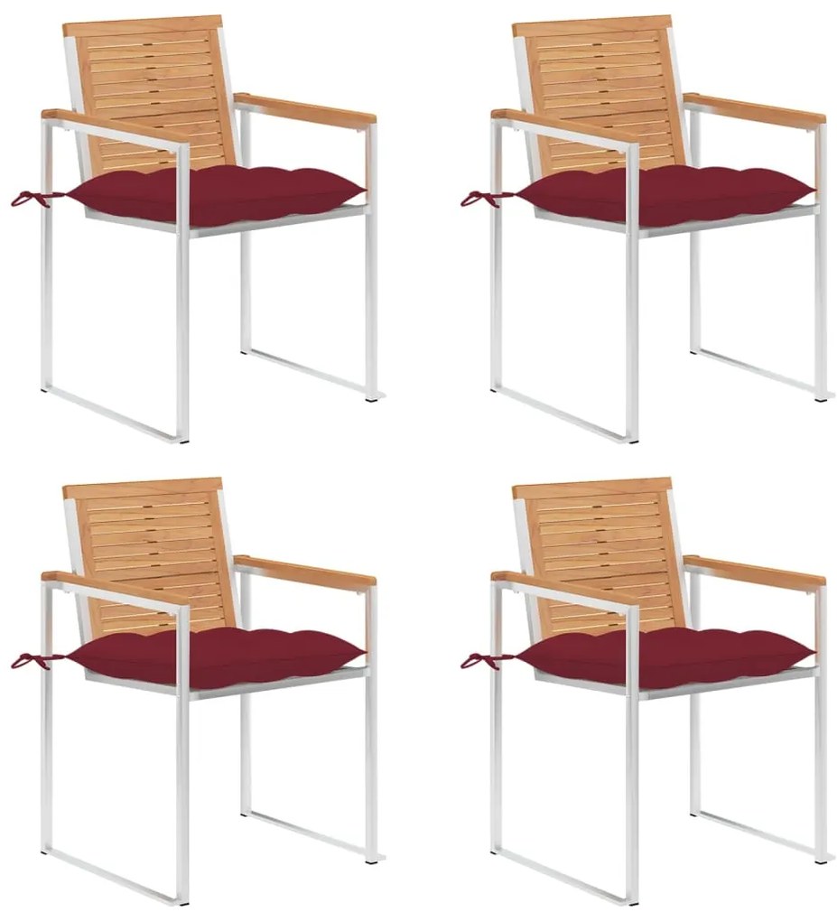 vidaXL Καρέκλες Κήπου 4 τεμ. από Μασίφ Ξύλο Teak με Μαξιλάρια