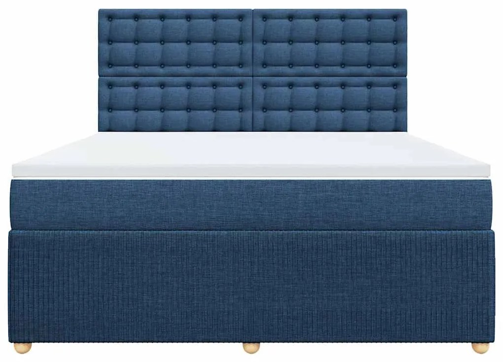 vidaXL Κρεβάτι Boxspring με Στρώμα Μπλε 180x200 εκ. Υφασμάτινο