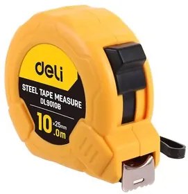 DELI μέτρο DL9010B, με κλείδωμα &amp; clip ζώνης, 10m x 25mm