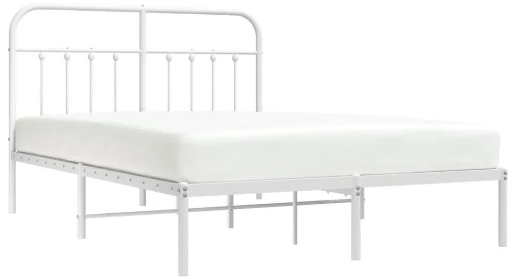 vidaXL Πλαίσιο Κρεβατιού με Κεφαλάρι Λευκό 140 x 200 εκ. Μεταλλικό