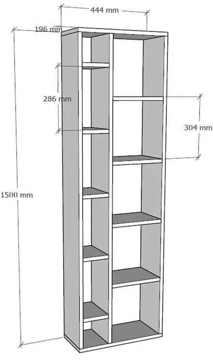Βιβλιοθήκη Minicu σκούρο καρυδί 44,4x19,6x150 εκ. 44.4x19.6x150 εκ.
