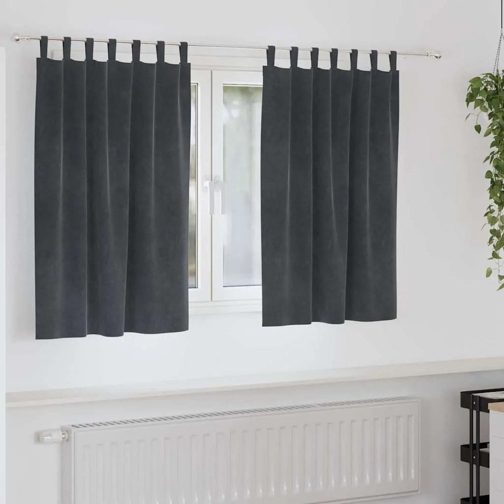 Curtains Blackout vidaXL με Κρεμαστές Λαβές 2 τμχ Ανοιχτό γκρι Βαμβάκι