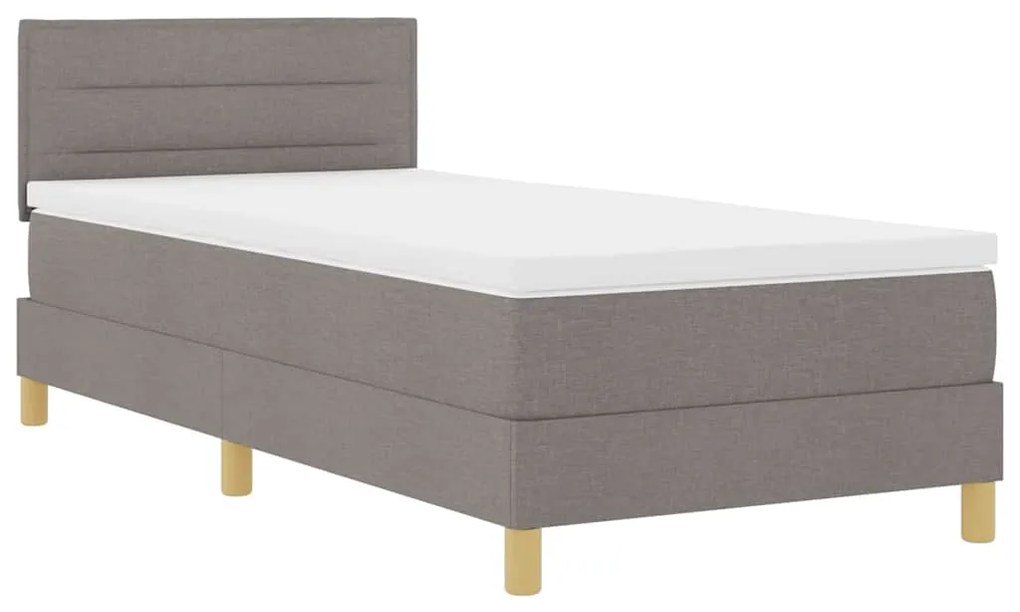 vidaXL LED Κρεβάτι με βάθρο με στρώμα Taupe 100 x 200 cm ύφασμα