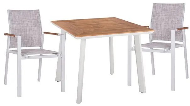 Σετ Κήπου Τραπεζαρία HM10540.01 3 τεμ Αλουμινίου Λευκό με Τραπέζι Polywood 80x80x73 εκ. &amp; 2 Καρέκλες