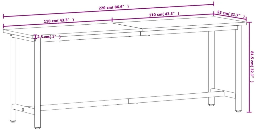 ΠΑΓΚΟΣ ΕΡΓΑΣΙΑΣ 220X55X81,5ΕΚ. ΑΠΟ ΜΑΣΙΦ ΞΥΛΟ ΟΞΙΑΣ ΚΑΙ ΜΕΤΑΛΛΟ 3188908