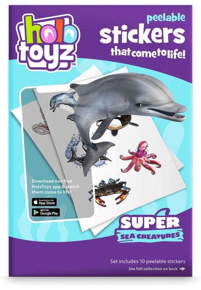 Αυτοκόλλητα Τοίχου Super Sea Creatures (Σετ 10Τμχ) HTST100SeaCreatures Multi HoloToyz