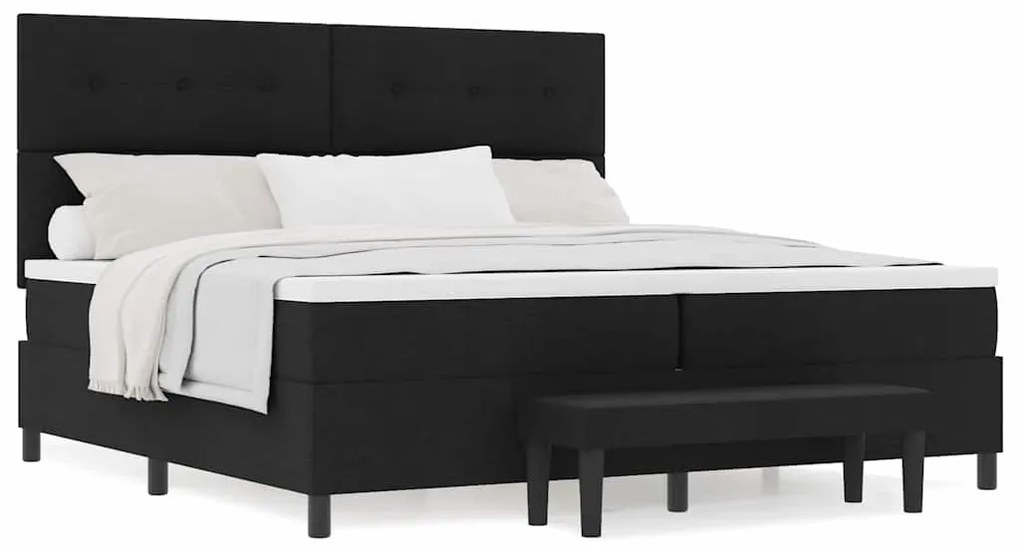 vidaXL Κρεβάτι με ελατήρια με στρώμα Μαύρο 200 x 200 cm ύφασμα