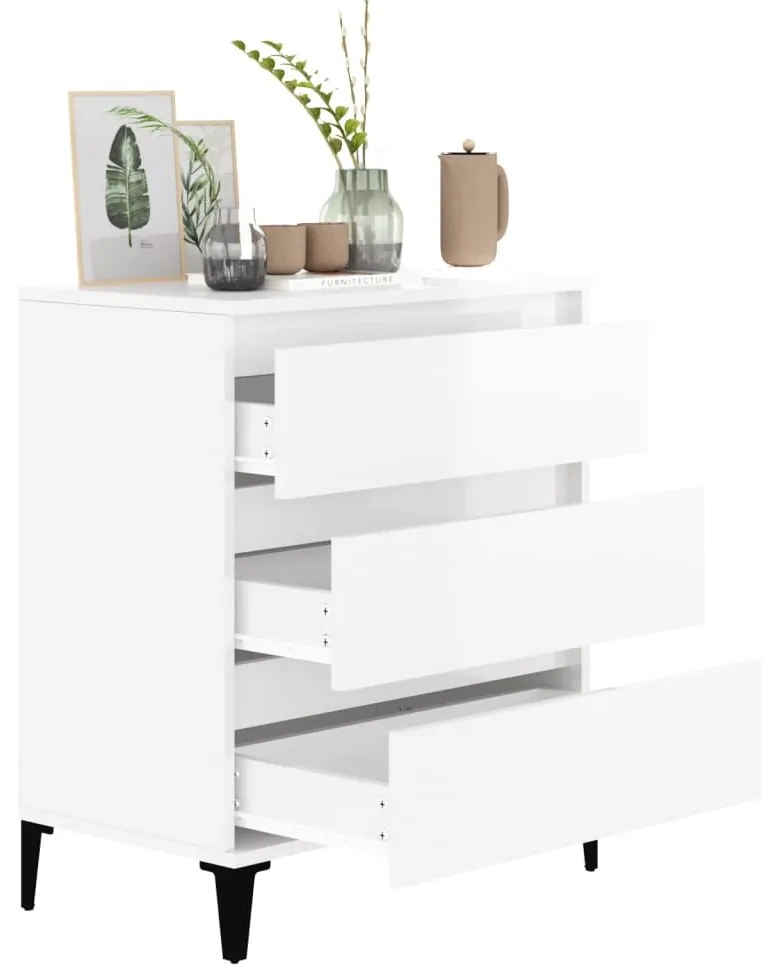 vidaXL Ντουλάπι Γυαλιστερό Λευκό 60x35x70 εκ. από Επεξεργασμένο Ξύλο
