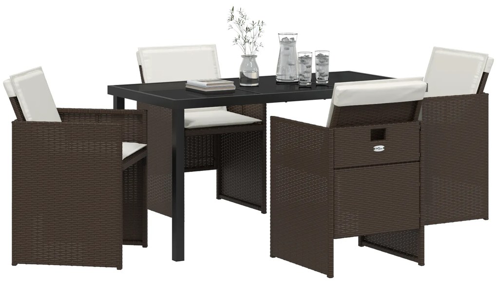 vidaXL Σέτ φαγητού για κήπο 5 pcs Καφέ συνθετικό ρατάν