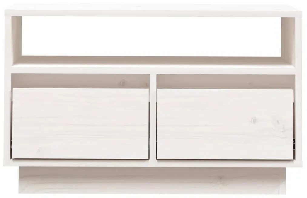 vidaXL Έπιπλο Τηλεόρασης Λευκό 60 x 35 x 37 εκ. από Μασίφ Ξύλο Πεύκου