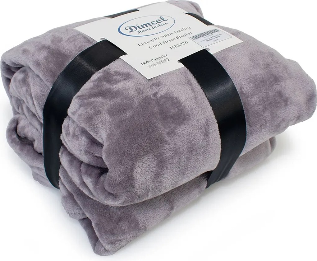 Κουβέρτα Fleece Υπέρδιπλη (220x240) Dimcol Solid 06 Grey