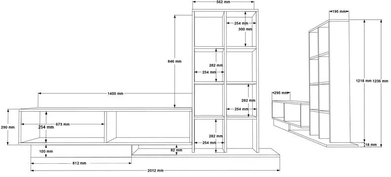 Σύνθετο Σαλονιού Damon σε Λευκό 211.2x29.5x123.6 εκ. 211.2x29.5x123.6 εκ.