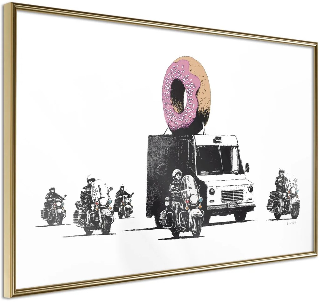 Αφίσα - Banksy: Donuts (Strawberry) - 30x20 - Χρυσό - Χωρίς πασπαρτού