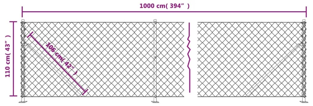 vidaXL Συρματόπλεγμα Περίφραξης Πράσινο 1,1x10 μ. με Βάσεις Φλάντζα