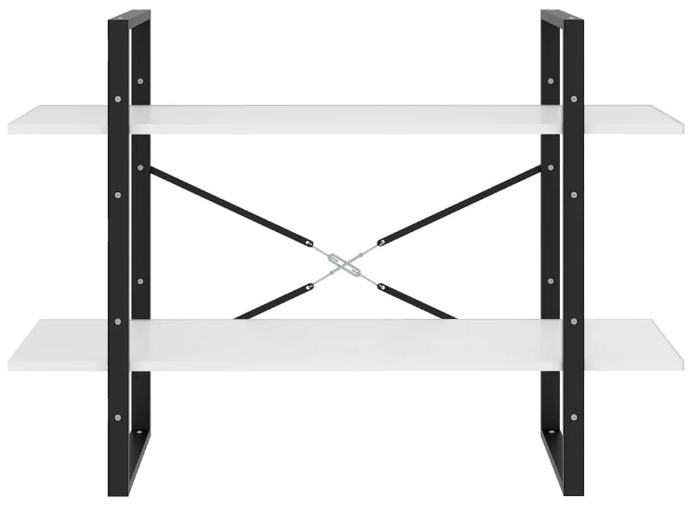 vidaXL Βιβλιοθήκη με 2 Ράφια Λευκή 100 x 30 x 70 εκ. από Επεξ. Ξύλο