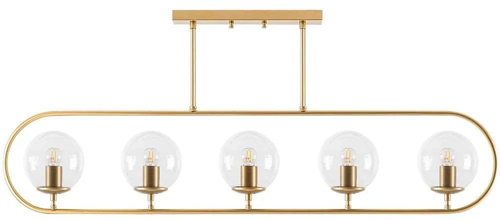 Φωτιστικό Οροφής - Ράγα Jewel 942FLG1146 122x15x49cm 5xE14 15W Gold-Clear Opviq