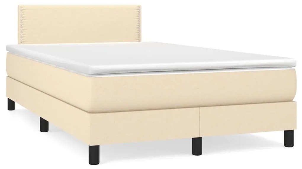 vidaXL Κρεβάτι Boxspring με Στρώμα Κρεμ 120x200 εκ. Υφασμάτινο