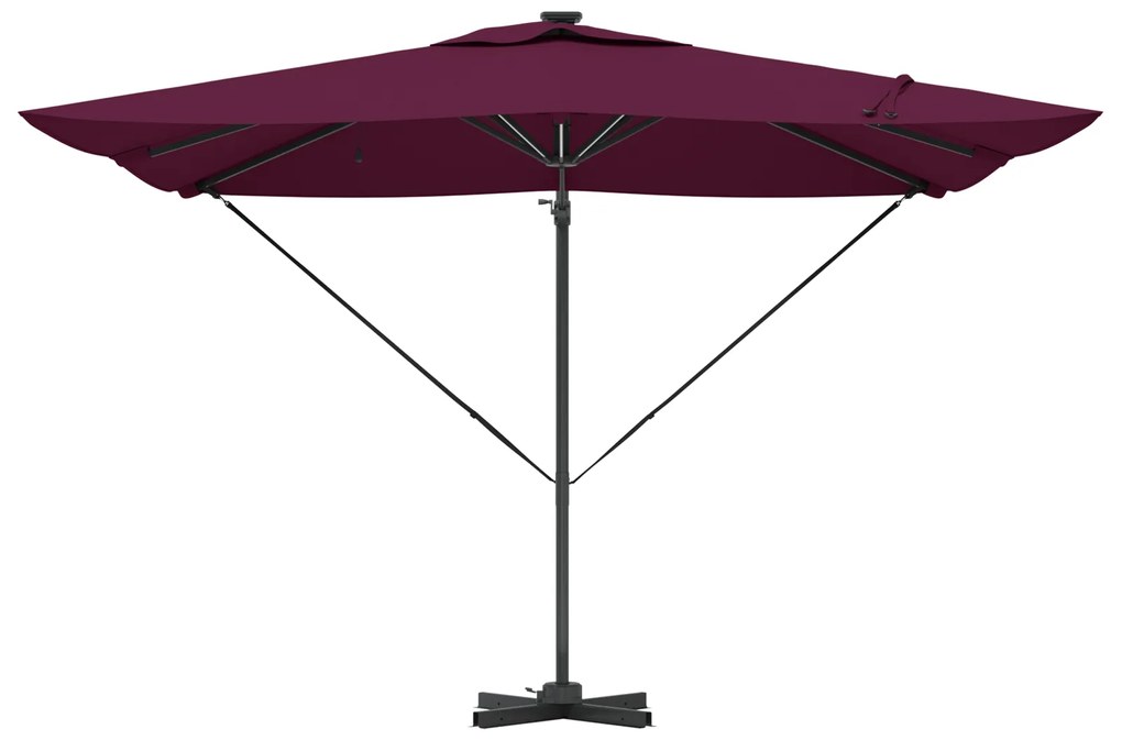 vidaXL Cantilever Roma Παράσολα με LED σε Μπορντό, 286 x 285 x 270 cm, Αλουμίνιο.