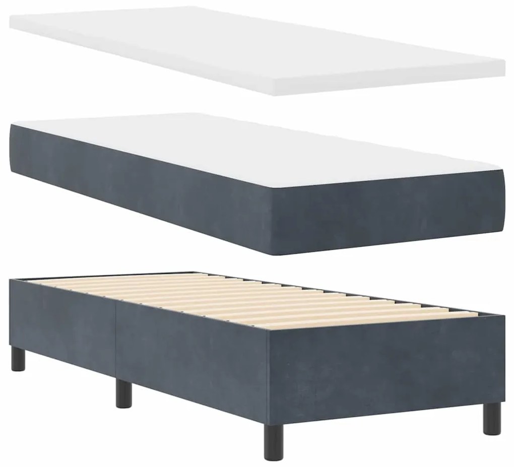vidaXL Κρεβάτι Box Spring LED με Στρώμα Σκούρο γκρι 80 x 200 cm