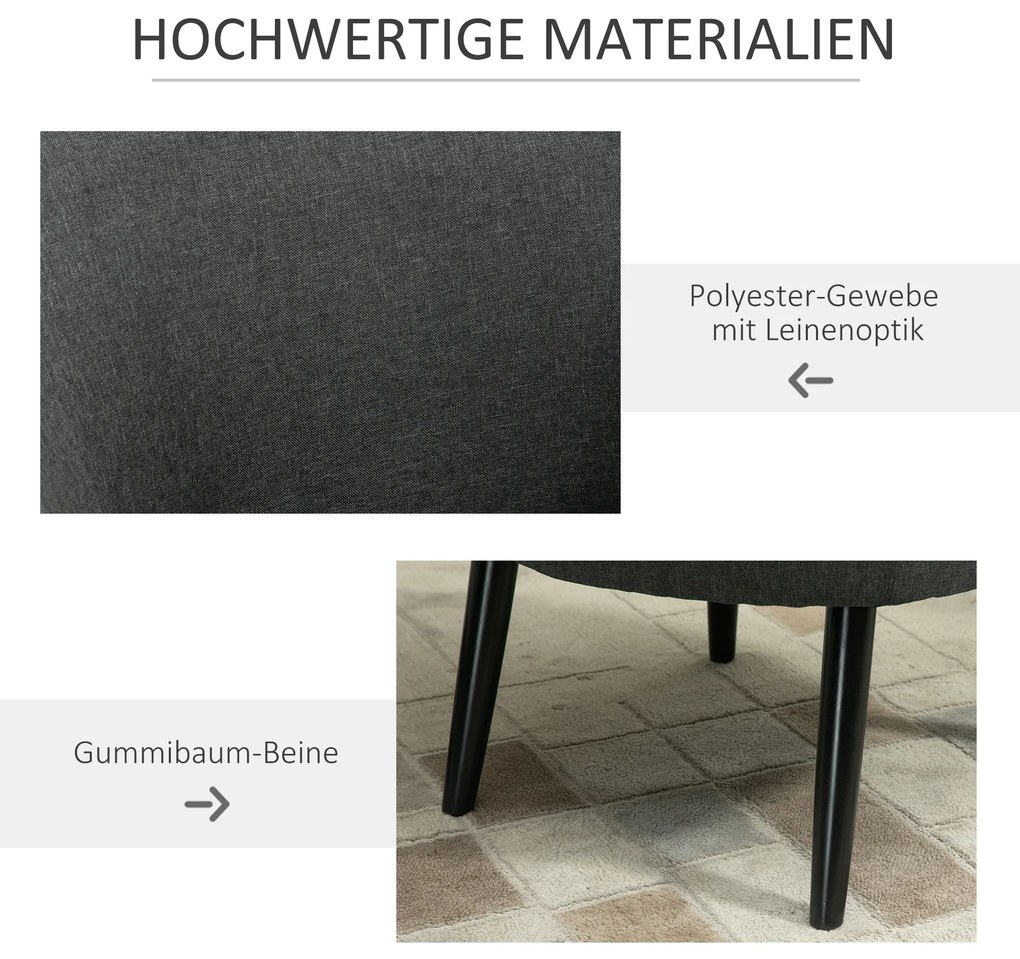 HOMCOM πολυθρόνα πολυθρόνα έως 150 kg, όψη λινό ξύλο γκρι 71 x 65 x 75 cm