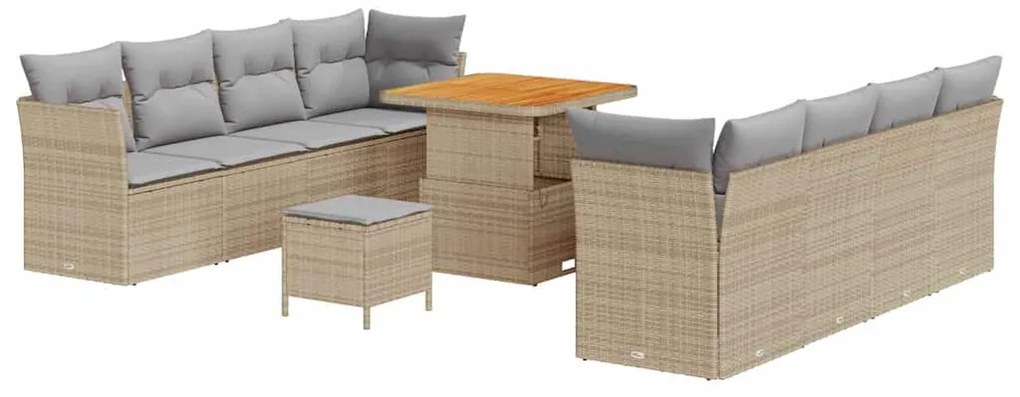 vidaXL Σετ Καναπέ Κήπου 11 pcs Μπέζ και Ανοιχτό Γκρι συνθετικό ρατάν